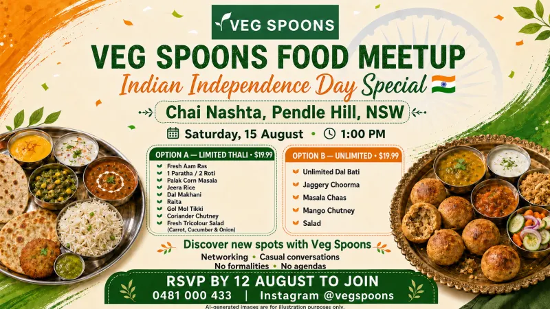 Veg Spoons Food Meetup at Chai Nashta on 15 Aug Saturday