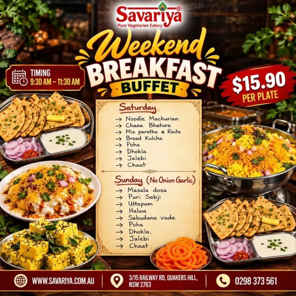 Savariya Saturday Special | Pure Vegetarian Breakfast Buffet – Just $15.90
