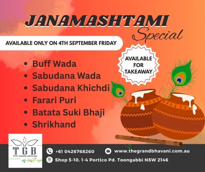Janmashtami Special Offerring at The Grand Bhavani Toongabie