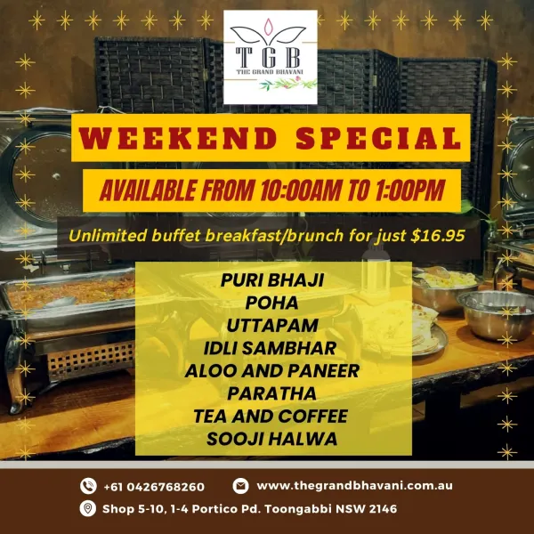 Weekend Unlimited Breakfast & Brunch Buffet at TGB Toongabie - 06 - 07 june 2026