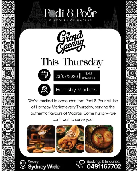 Podi & Pour’s Thursday Stall Launch at Hornsby Markets