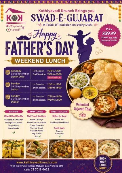 Kathiyavadi Krunch Brings You Swad-É-Gujarat: Happy Father's Day Weekend Lunch & Dinner