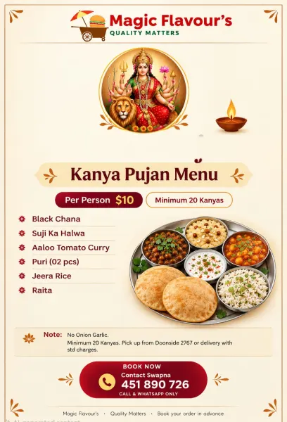 Navratri Kanya Pujan Special – Pure Saatvik No Onion No Garlic Meal by Magic Flavours | 16 – 19 October
