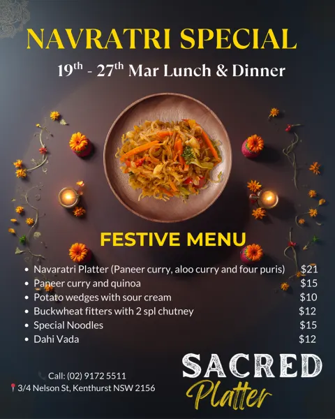 Navratri Special Fasting Menu at Sacred Platter