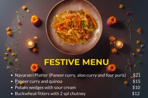 Navratri Special Fasting Menu at Sacred Platter