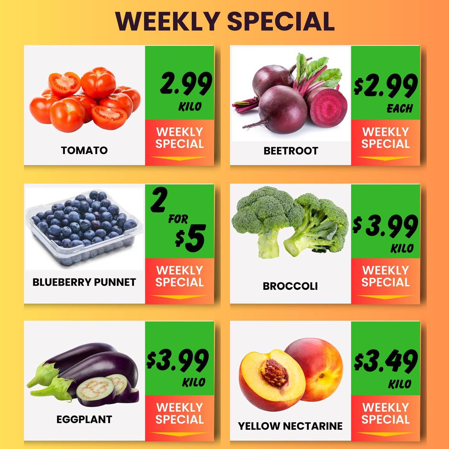 Weekly special fruits & veggies sale