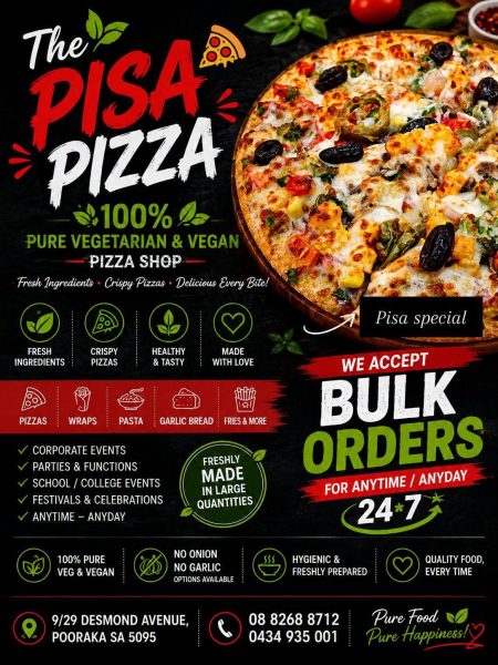 THE PISA PIZZA Pure vegetarian Adelaide
