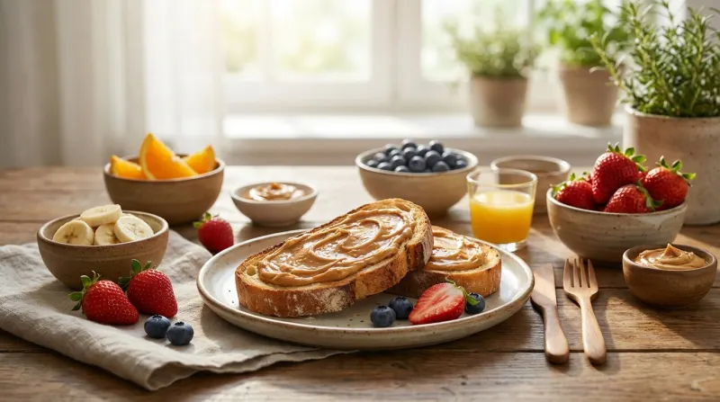 Peanut Butter Toast and Fruit