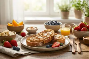 Peanut Butter Toast and Fruit