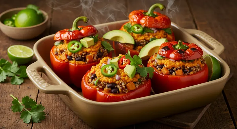 Vegan Enchilada Stuffed Bell Peppers