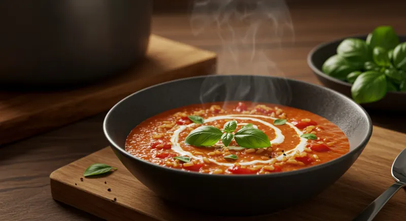 One-Pot Creamy Tomato Rice Soup