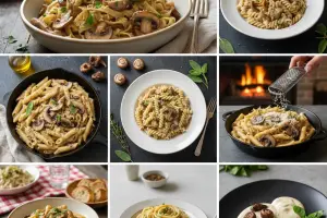 Organic Creamy Mushroom Pasta (No Onion No Garlic)