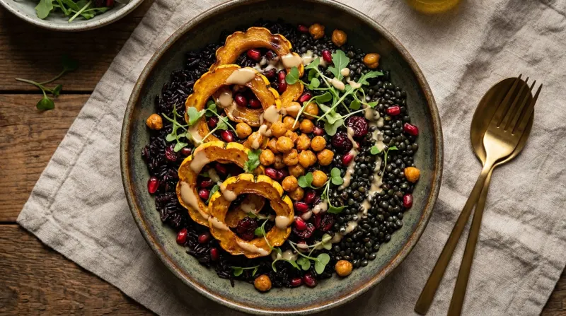 Black Rice & Lentils with Maple Roasted Delicata Squash