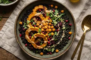 Black Rice & Lentils with Maple Roasted Delicata Squash