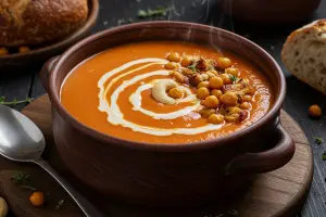 Creamy Vegan Tomato White Bean Soup with Roasted Garlic